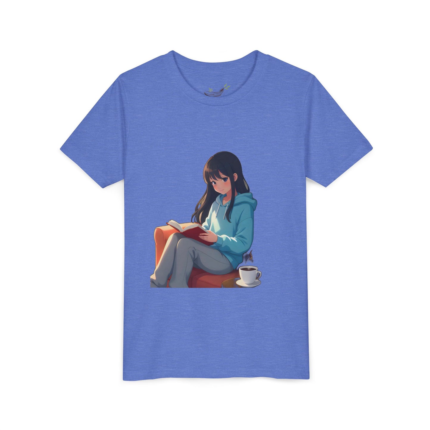 Cozy Reading Youth Tee - Cute Illustrated Girl with Book and Coffee