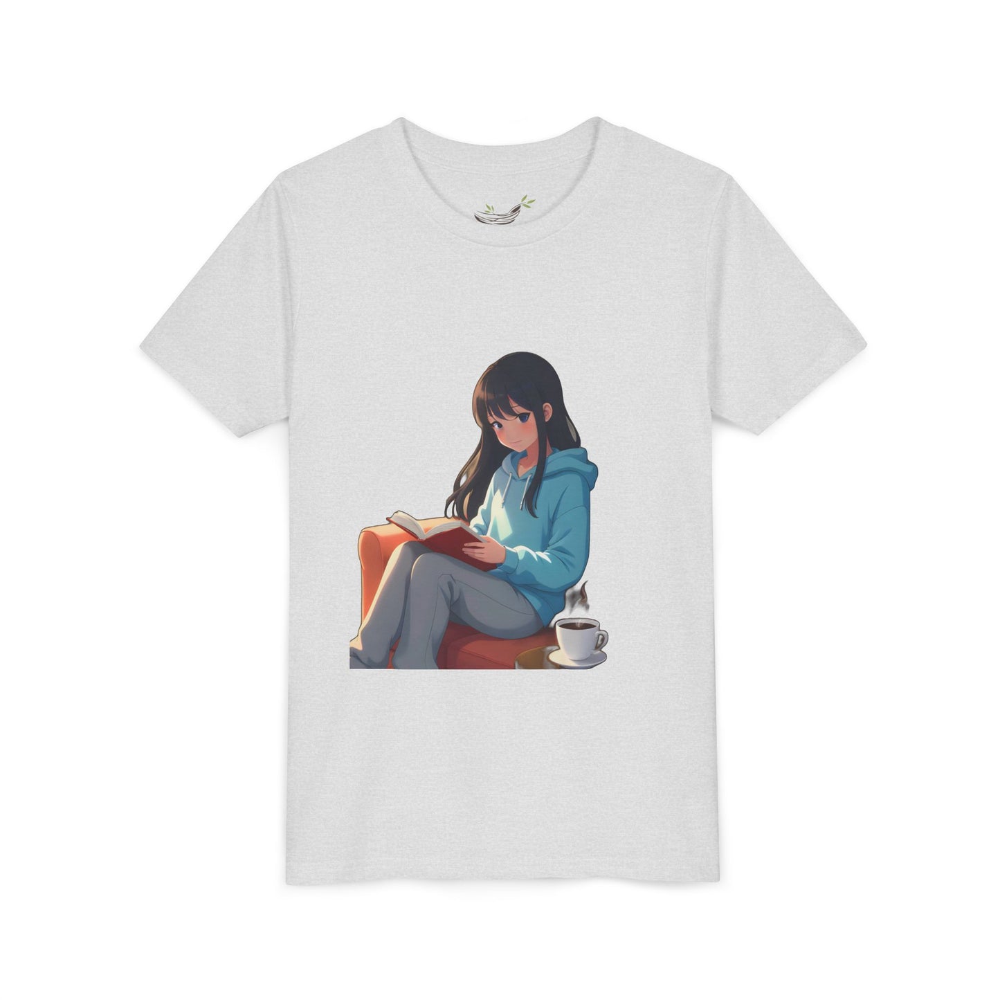 Cozy Reading Youth Tee - Cute Illustrated Girl with Book and Coffee