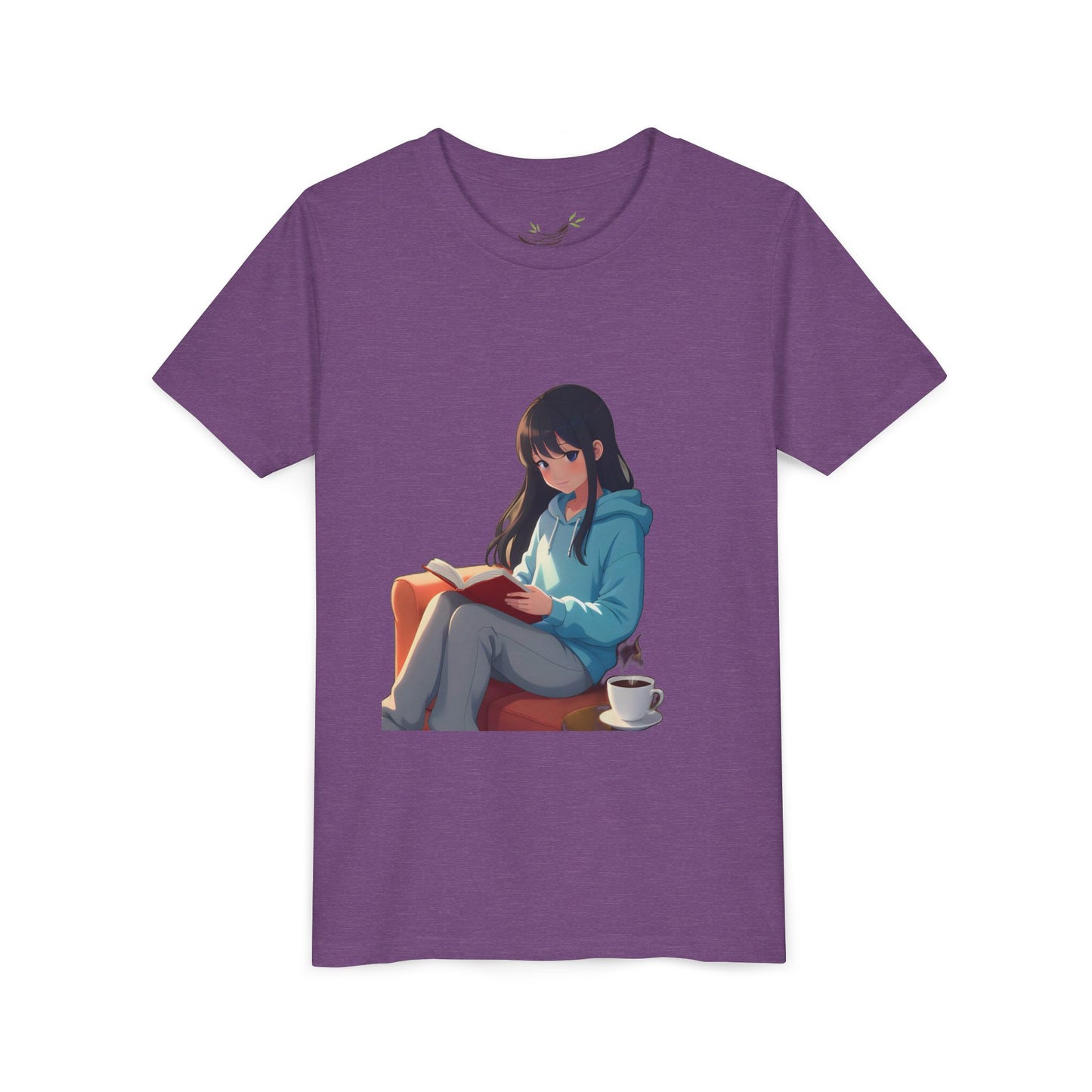 Cozy Reading Youth Tee - Cute Illustrated Girl with Book and Coffee